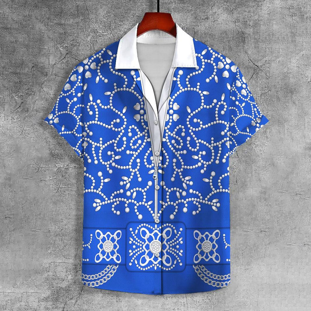 Gearhomie Elvis Blue Swirl UNISEX CASUAL HAWAIIAN SHIRT - Gearhomie.com