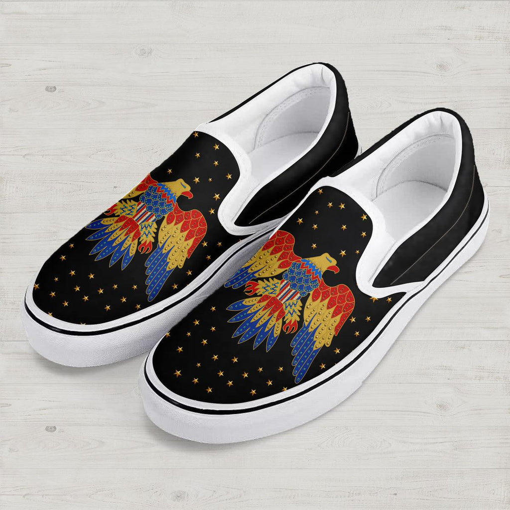 CustomsPig Elvis Eagle Black Slip On Shoes - CustomsPig.com