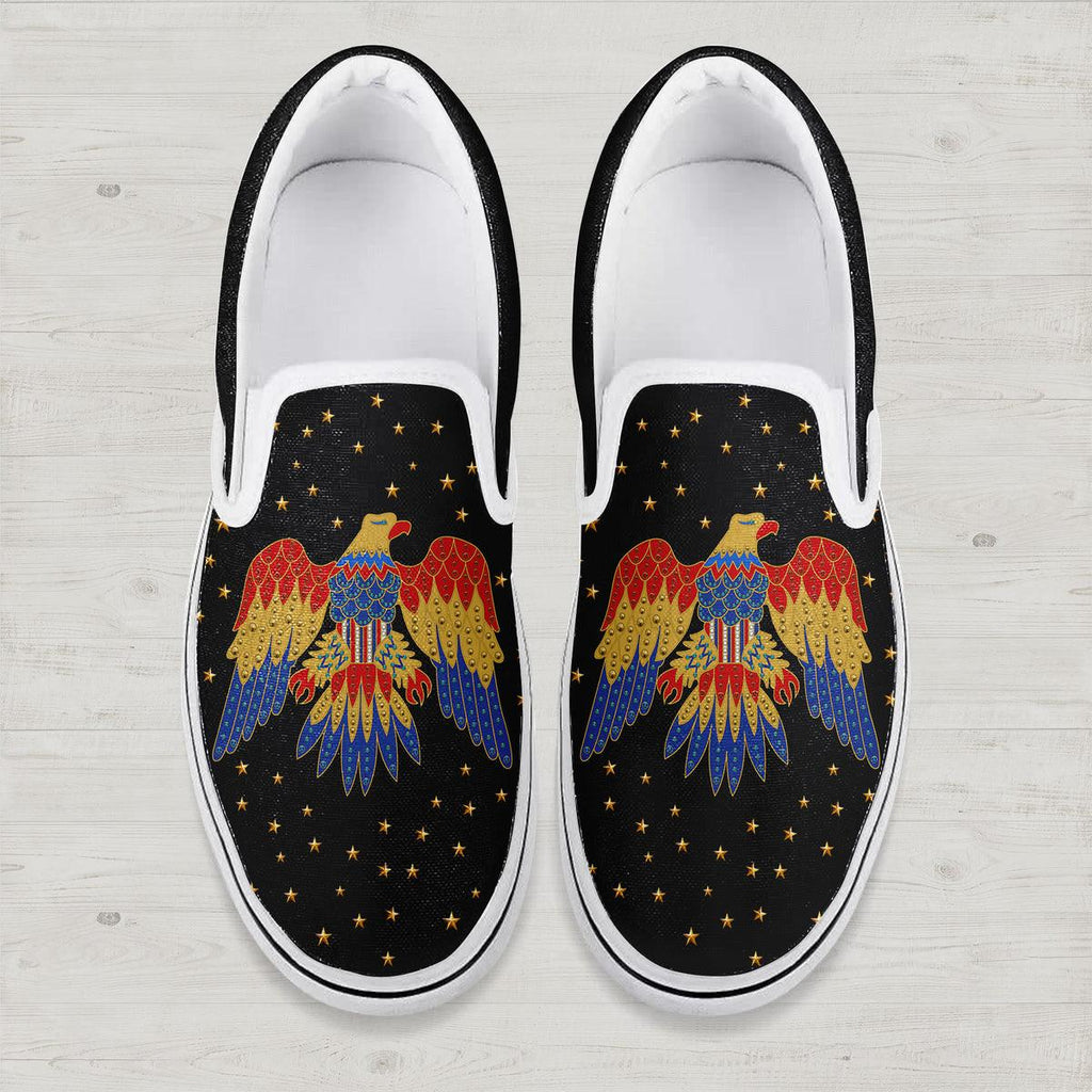 CustomsPig Elvis Eagle Black Slip On Shoes - CustomsPig.com