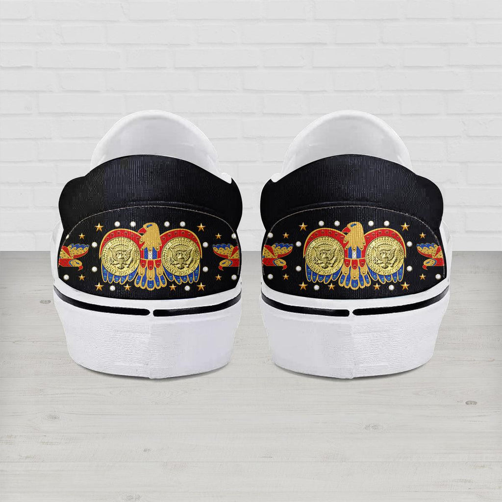 CustomsPig Elvis Eagle Black Slip On Shoes - CustomsPig.com