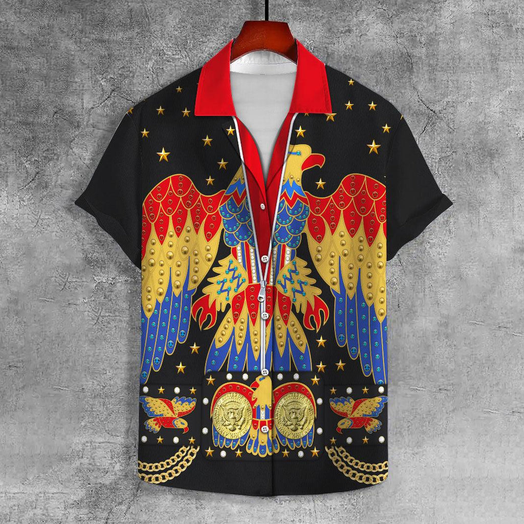 CustomsPig Elvis EAGLE Black UNISEX CASUAL HAWAIIAN SHIRT - CustomsPig.com