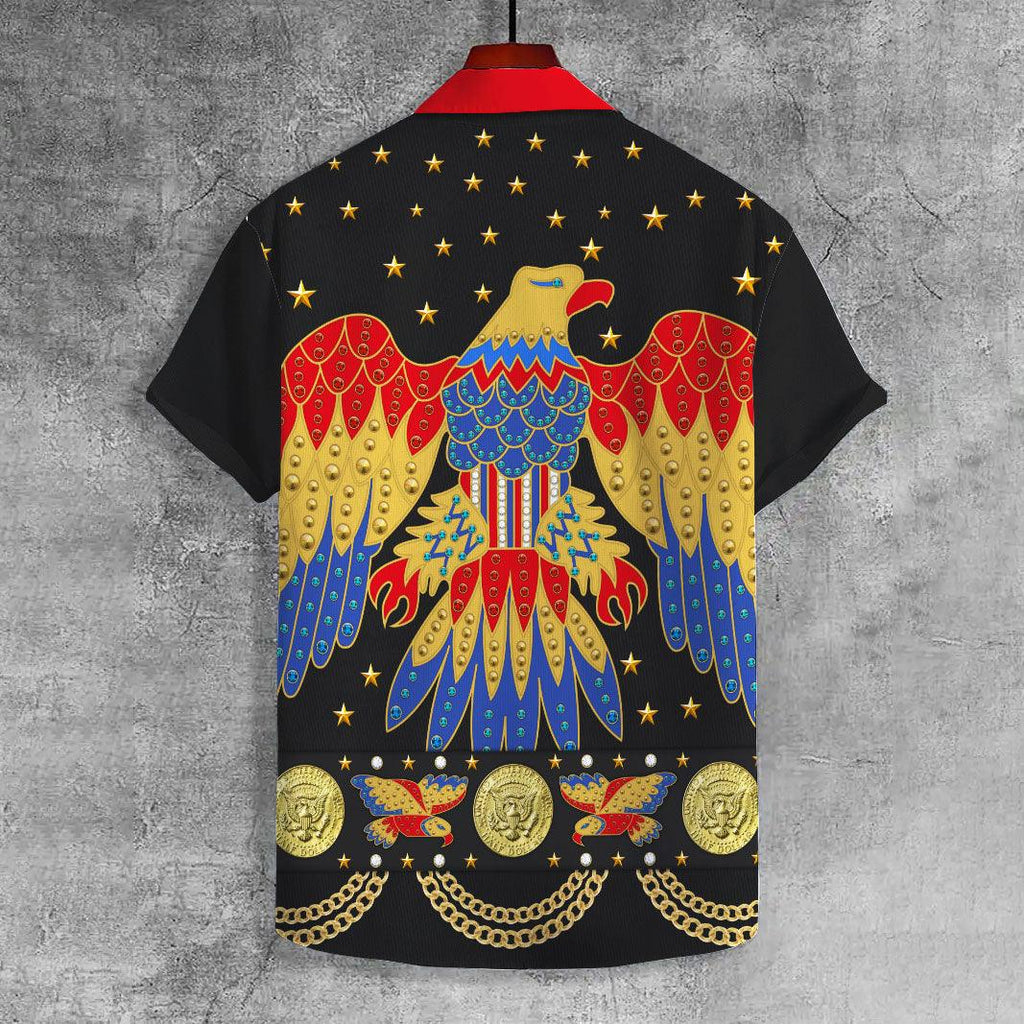 Gearhomie Elvis EAGLE Black UNISEX CASUAL HAWAIIAN SHIRT - Gearhomie.com