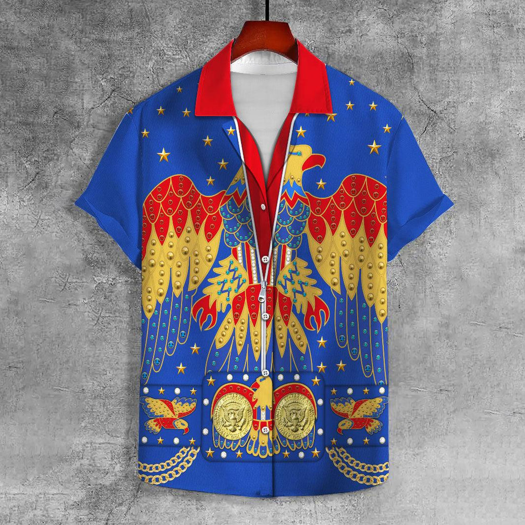 Gearhomie Elvis EAGLE Blue UNISEX CASUAL HAWAIIAN SHIRT - Gearhomie.com