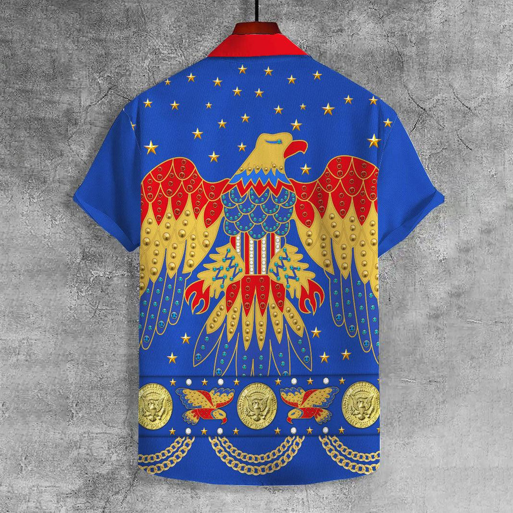 Gearhomie Elvis EAGLE Blue UNISEX CASUAL HAWAIIAN SHIRT - Gearhomie.com