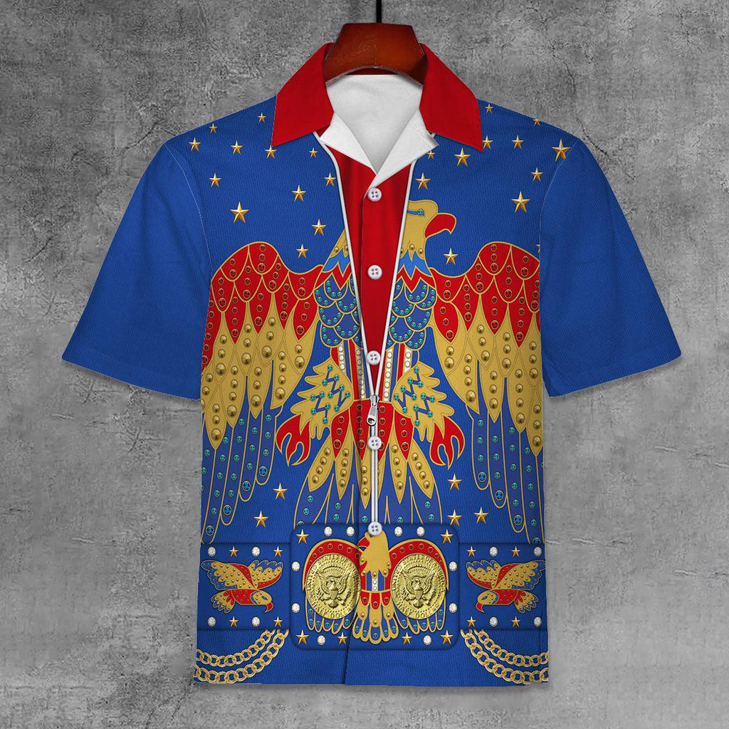 CustomsPig Elvis Eagle Blue Unisex Hawaii Shirt - CustomsPig.com