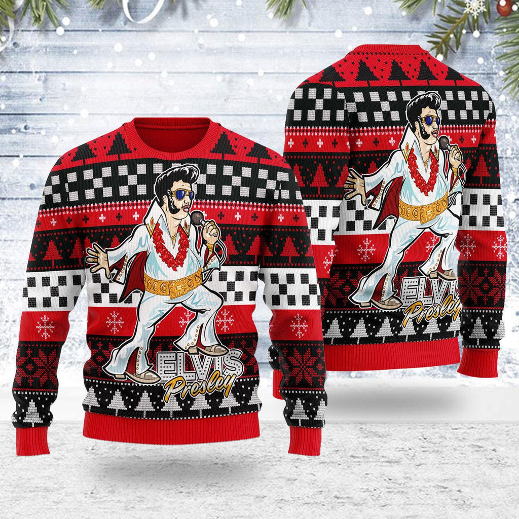 CustomsPig Elvis Fatley Meme Christmas Ugly Sweater - CustomsPig.com