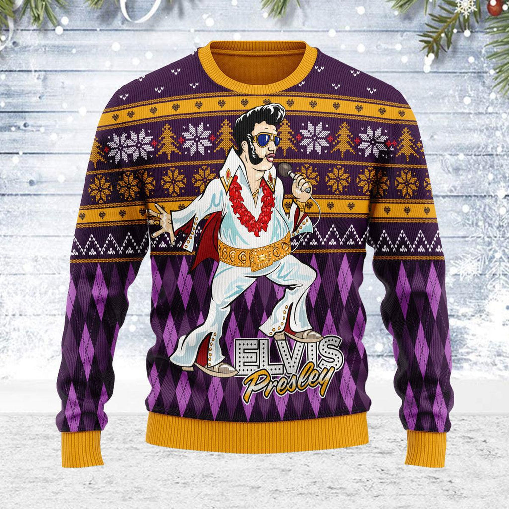 CustomsPig Elvis Fatley Meme Christmas Ugly Sweater - CustomsPig.com