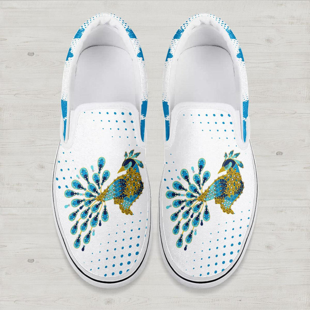 CustomsPig Elvis Peacock Slip On Shoes - CustomsPig.com