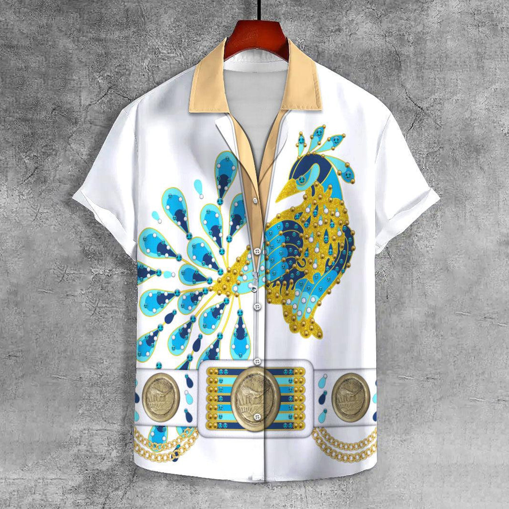 Gearhomie Elvis Peacock UNISEX CASUAL HAWAIIAN SHIRT - Gearhomie.com