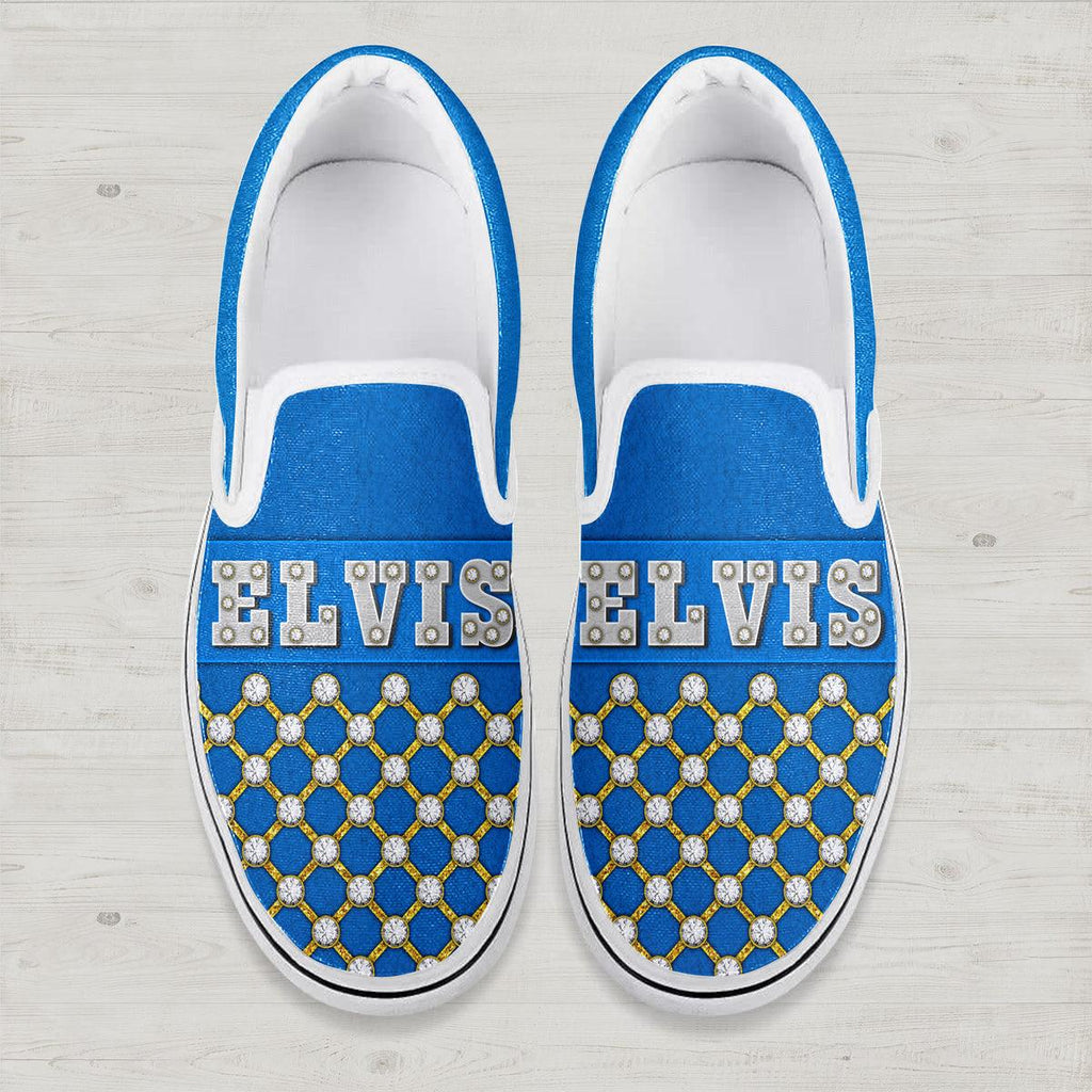 CustomsPig Elvis Slip On Shoes Blue Suede - CustomsPig.com