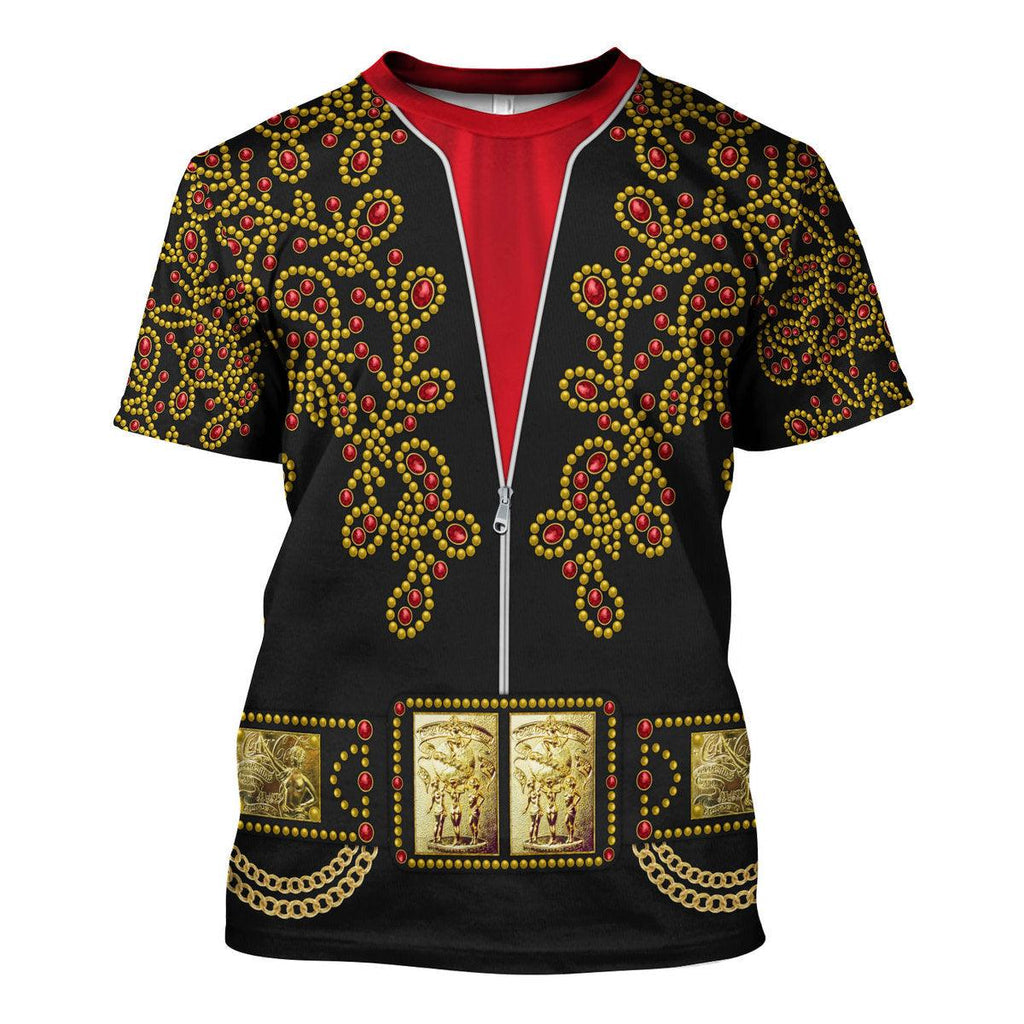 CustomsPig Elvis Spanish Flower - Black With Red Stones Costume Hoodie Sweatshirt T-Shirt Sweatpants - CustomsPig.com