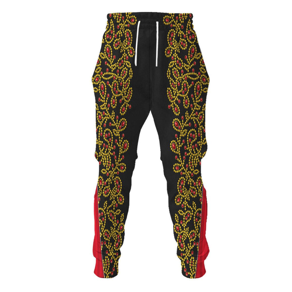 CustomsPig Elvis Spanish Flower - Black With Red Stones Costume Hoodie Sweatshirt T-Shirt Sweatpants - CustomsPig.com