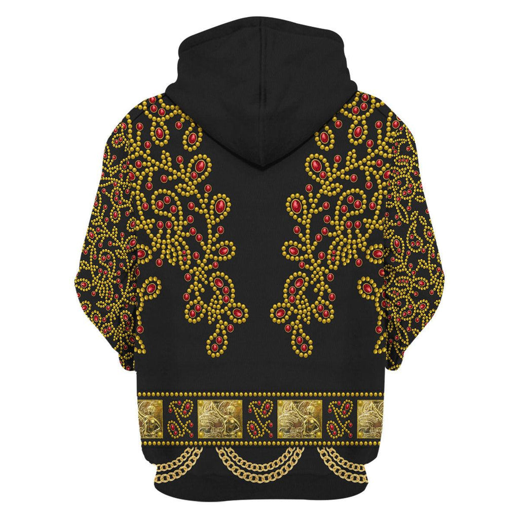 CustomsPig Elvis Spanish Flower - Black With Red Stones Costume Hoodie Sweatshirt T-Shirt Sweatpants - CustomsPig.com