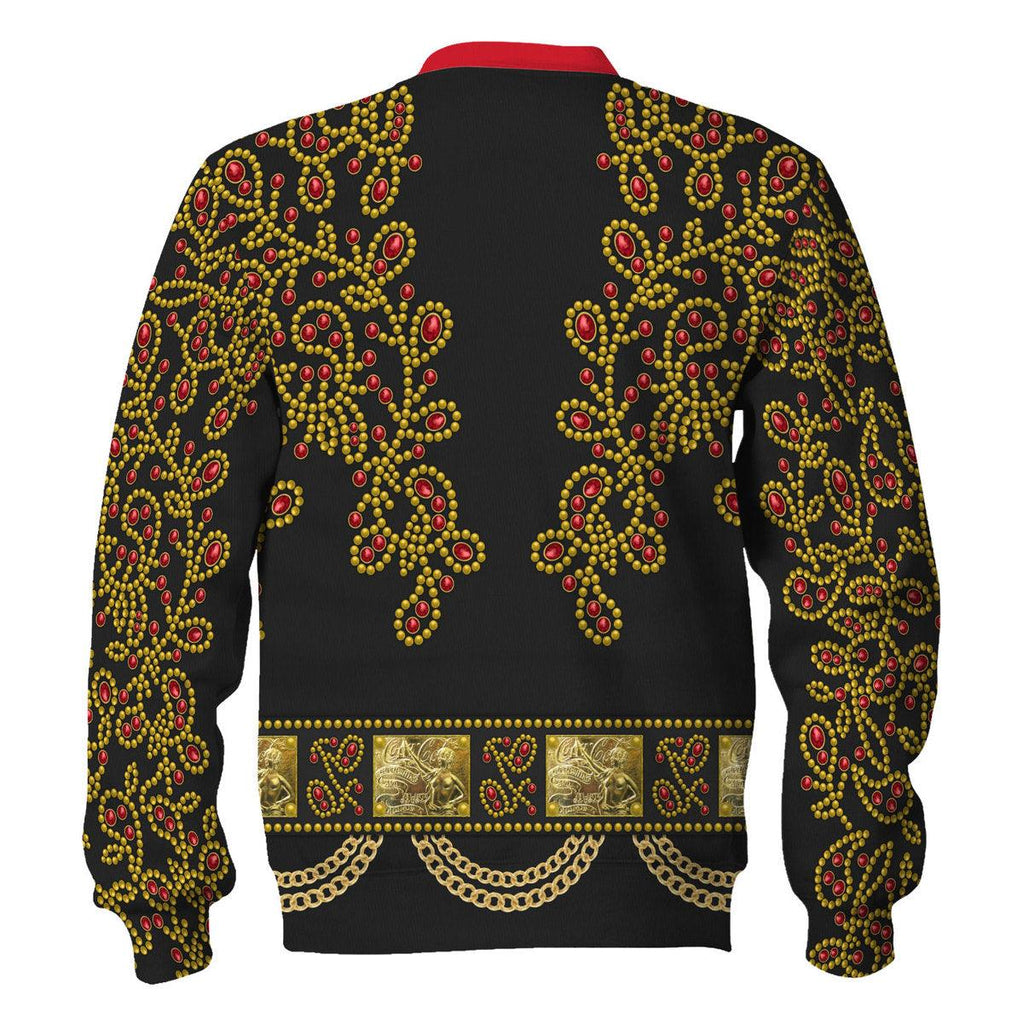 CustomsPig Elvis Spanish Flower - Black With Red Stones Costume Hoodie Sweatshirt T-Shirt Sweatpants - CustomsPig.com