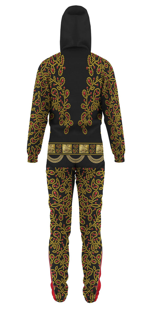 CustomsPig Elvis Spanish Flower - Black With Red Stones jumpsuit Costume - CustomsPig.com