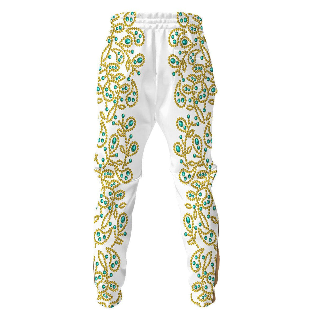 CustomsPig Elvis Spanish Flower - White With Green Stones Costume Hoodie Sweatshirt T-Shirt Sweatpants - CustomsPig.com