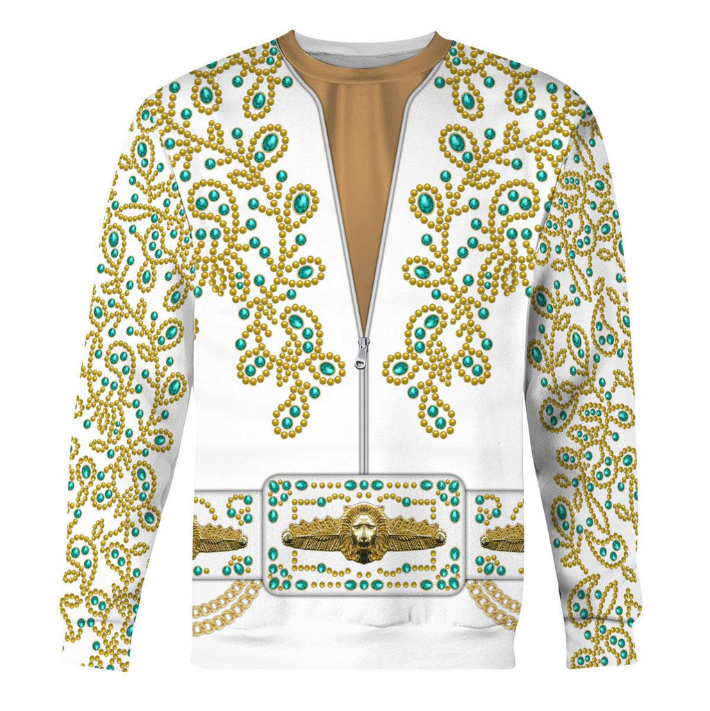 CustomsPig Elvis Spanish Flower - White With Green Stones Costume Hoodie Sweatshirt T-Shirt Sweatpants - CustomsPig.com