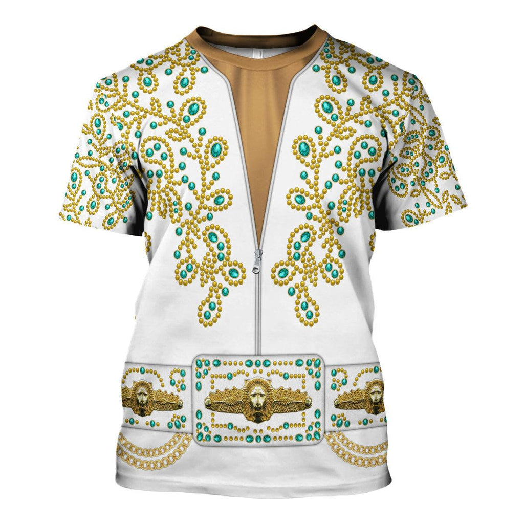 CustomsPig Elvis Spanish Flower - White With Green Stones Costume Hoodie Sweatshirt T-Shirt Sweatpants - CustomsPig.com