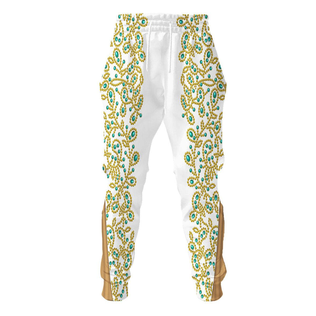 CustomsPig Elvis Spanish Flower - White With Green Stones Costume Hoodie Sweatshirt T-Shirt Sweatpants - CustomsPig.com