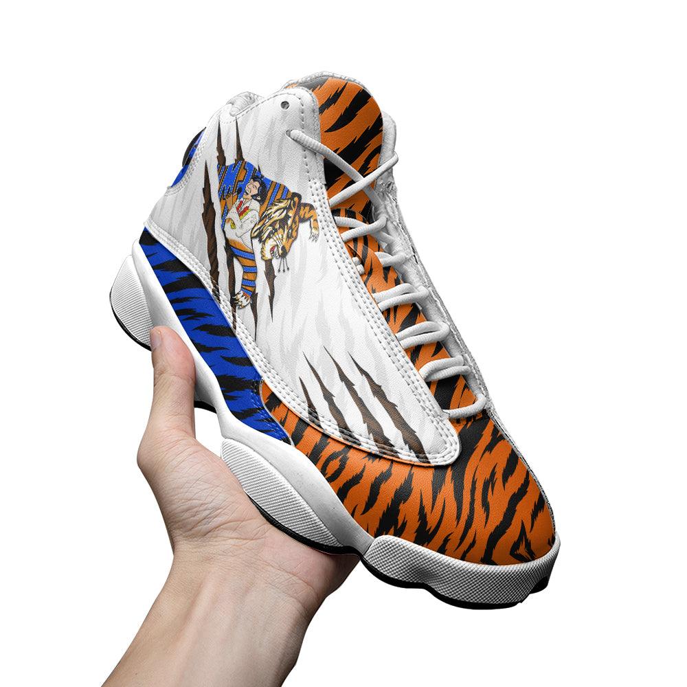 CustomsPig Elvis Tiger Art Unisex AJ13 Shoes White - CustomsPig.com