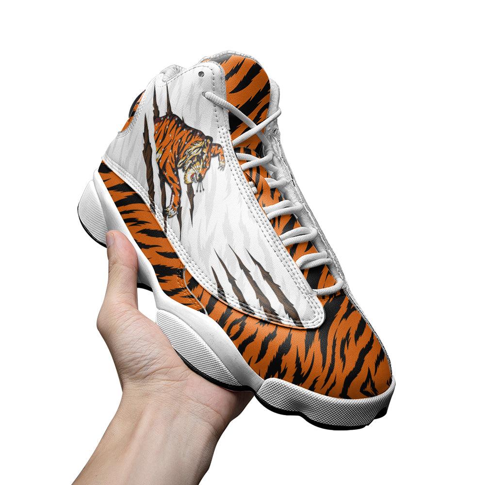 CustomsPig Elvis Tiger Unisex AJ13 Shoes White - CustomsPig.com