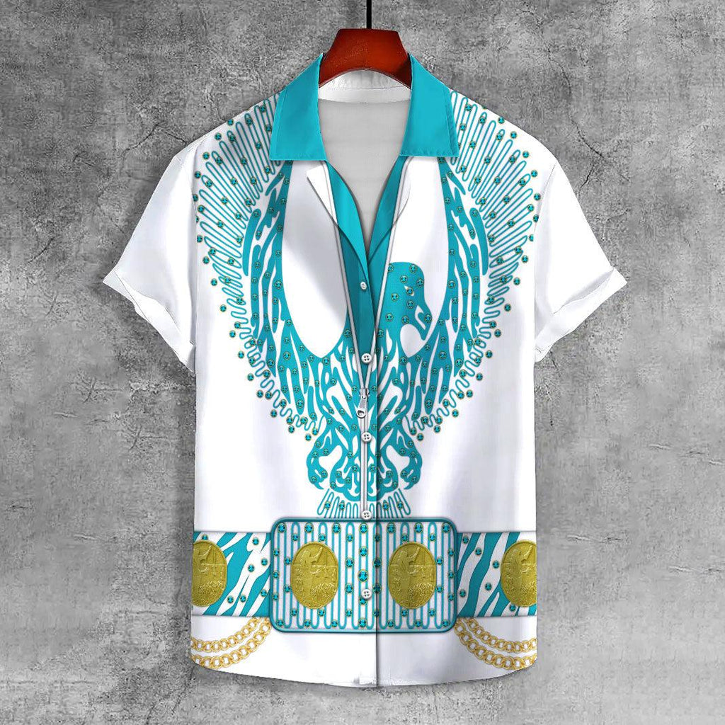 CustomsPig Elvis Turquoise Phoenix UNISEX CASUAL HAWAIIAN SHIRT - CustomsPig.com