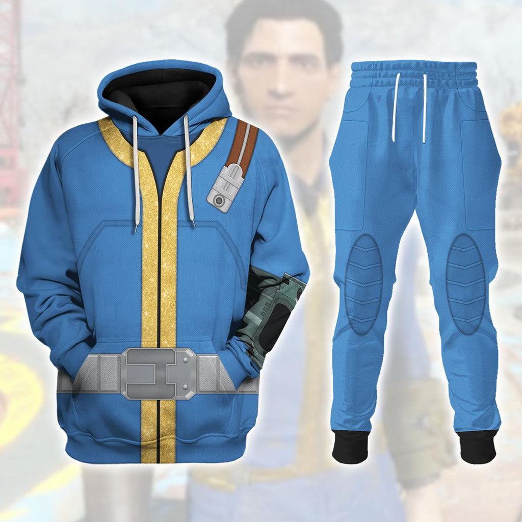 CustomsPig Fallout 4 FO Nate Vault 111 Blue Uniform Hoodie Sweatshirt T-Shirt Tracksuit - CustomsPig.com