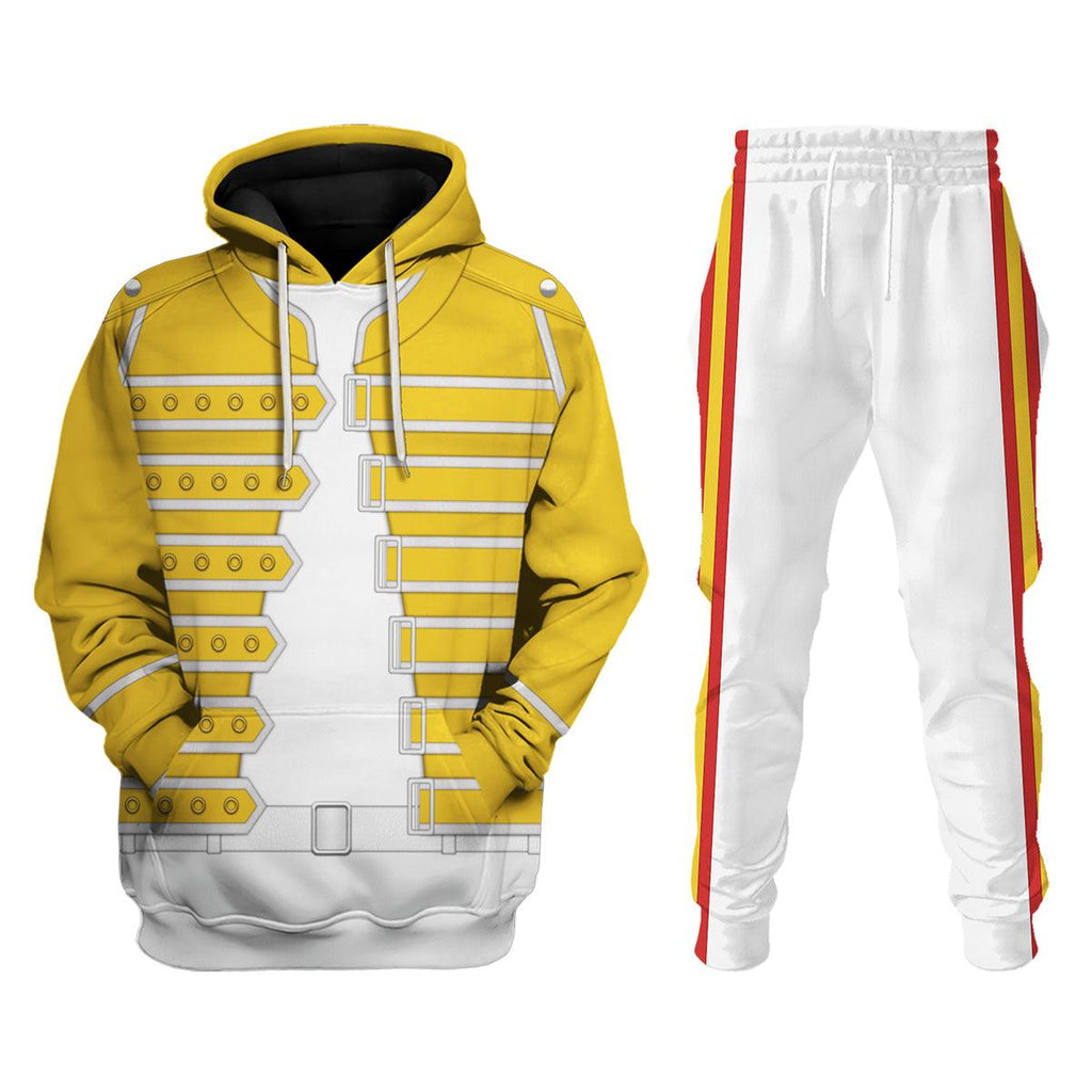 CustomsPig Freddie Mercury Costume Wembley Yellow Hoodie Sweatshirt T-Shirt Tracksuit - CustomsPig.com