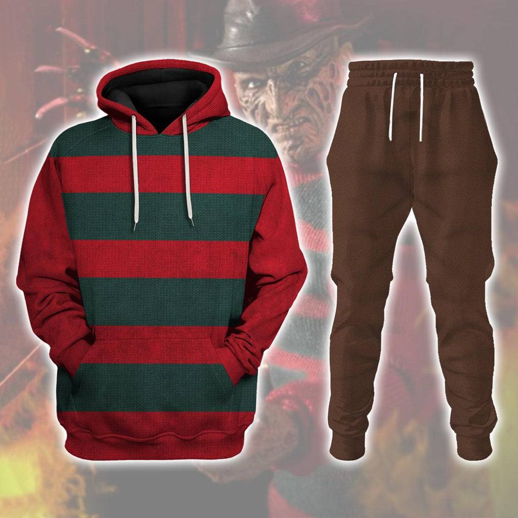 CustomsPig Freddy Krueger Costume Hoodie Sweatshirt T-Shirt Tracksuit - CustomsPig.com