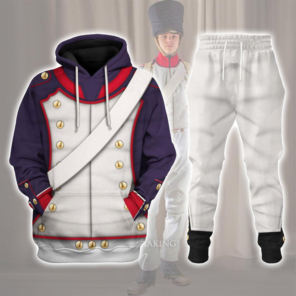 CustomsPig French Line Infantry-Centre Company (1812-1815) Uniform All Over Print Hoodie Sweatshirt T-Shirt Tracksuit - DucG