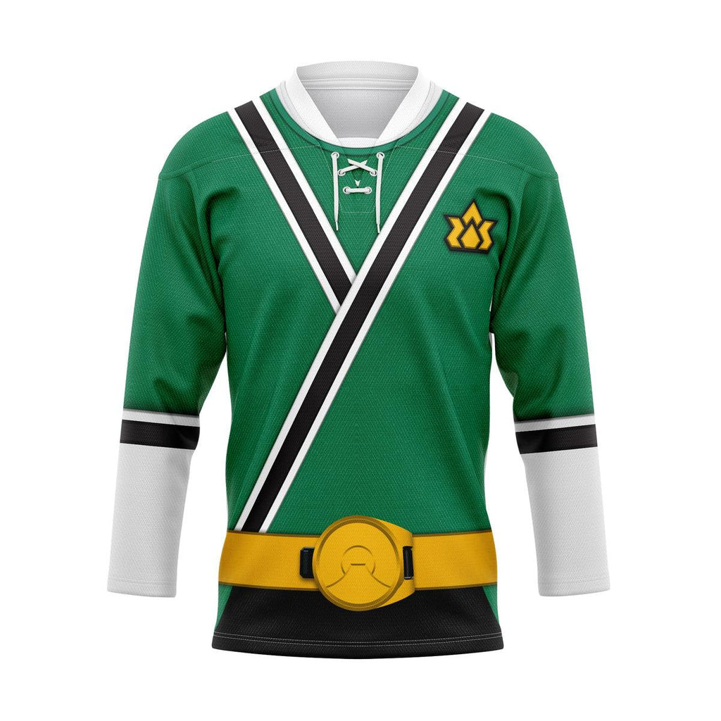 CustomsPig Green Power Rangers Samurai Hockey Jersey - DucG