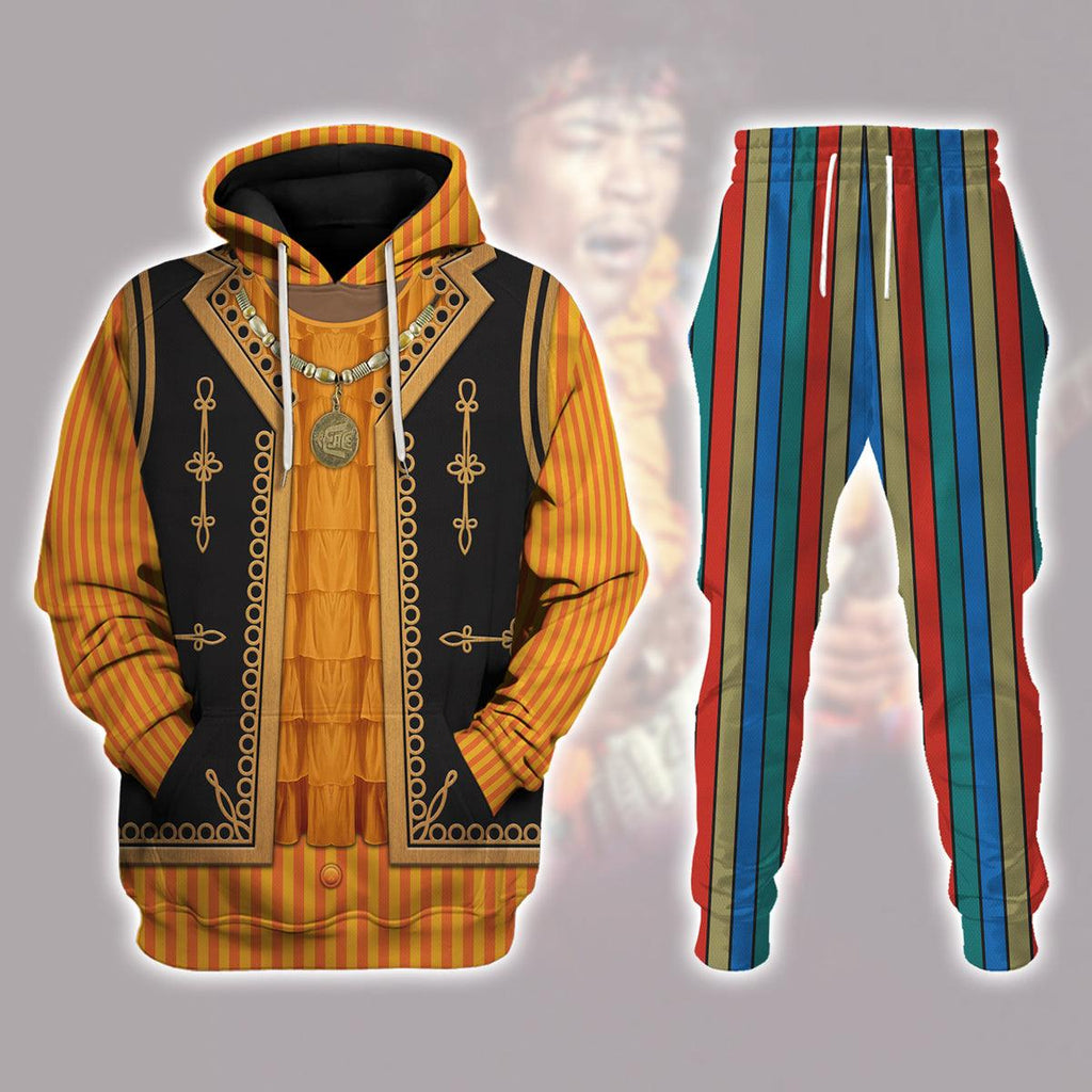 CustomsPig Guitar Burning Outfit Jimi Hendrix Costume Hoodie Sweatshirt T-Shirt Tracksuit - CustomsPig.com