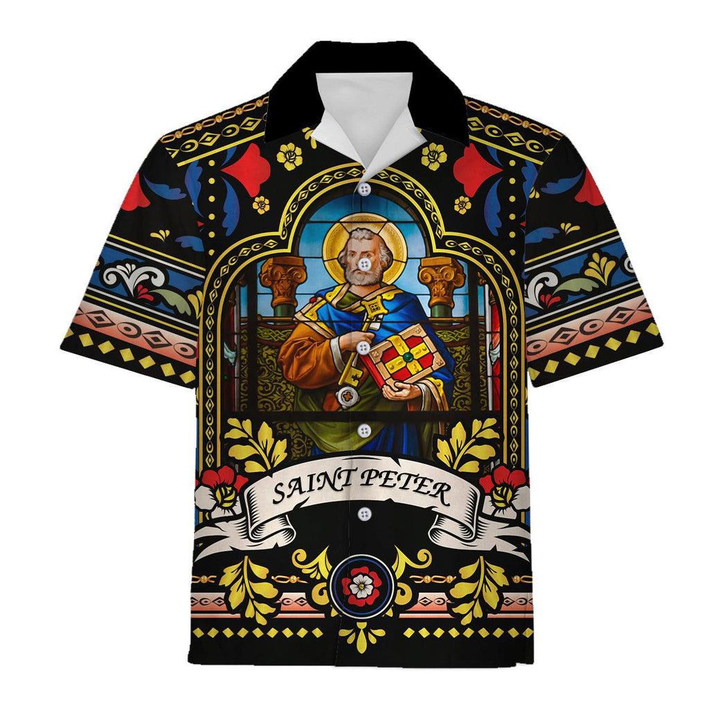  CustomsPig Hawaiian Shirt Pope St Peter Stained Glass 3D Apparel -  CustomsPig.com