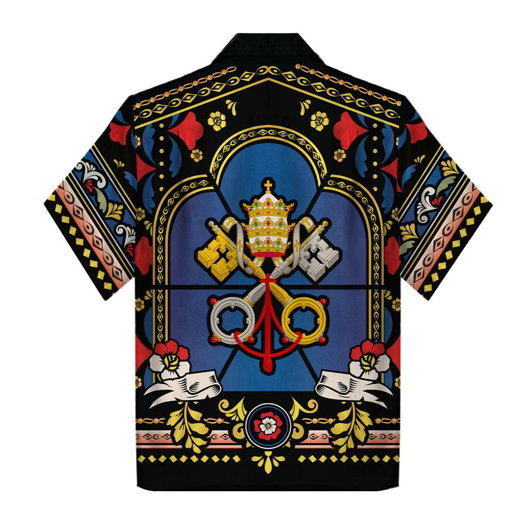  CustomsPig Hawaiian Shirt Pope St Peter Stained Glass 3D Apparel -  CustomsPig.com