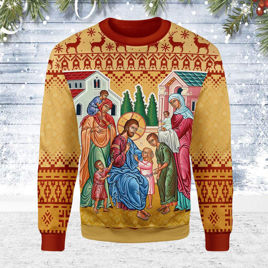 CustomsPig Jesus Christ and The Children Christmas Sweater - CustomsPig.com