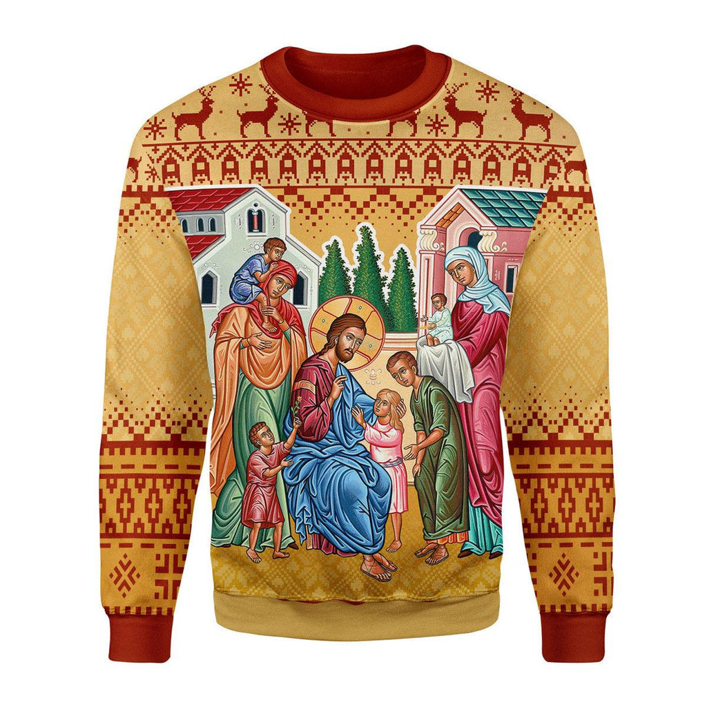 CustomsPig Jesus Christ and The Children Christmas Sweater - CustomsPig.com