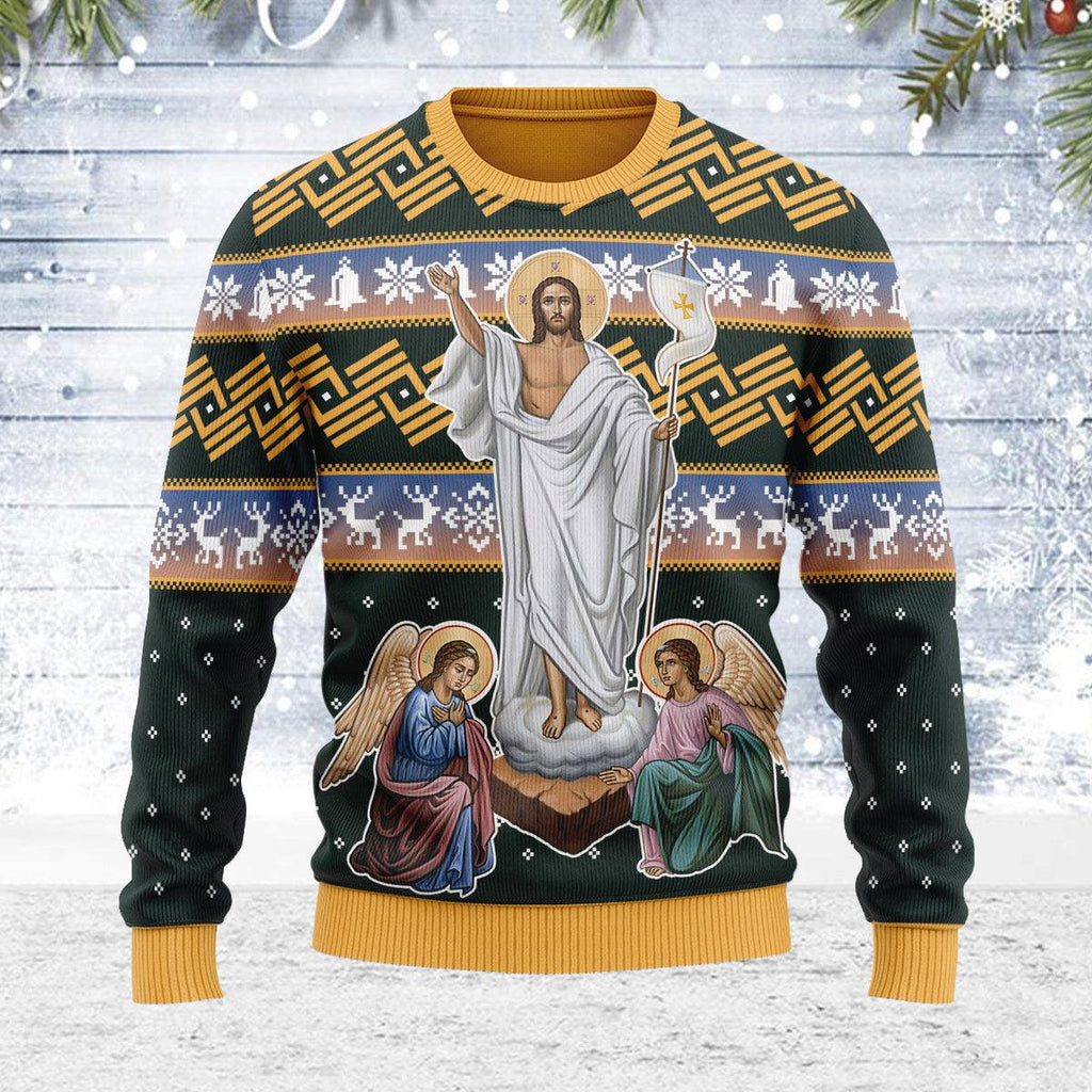 Gearhomie Jesus Christ Victorious Resurrection Christmas Sweater - Gearhomie.com