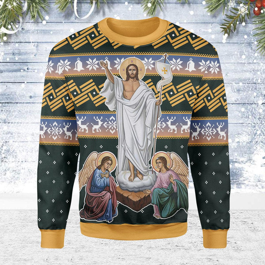 Gearhomie Jesus Christ Victorious Resurrection Christmas Sweater - Gearhomie.com