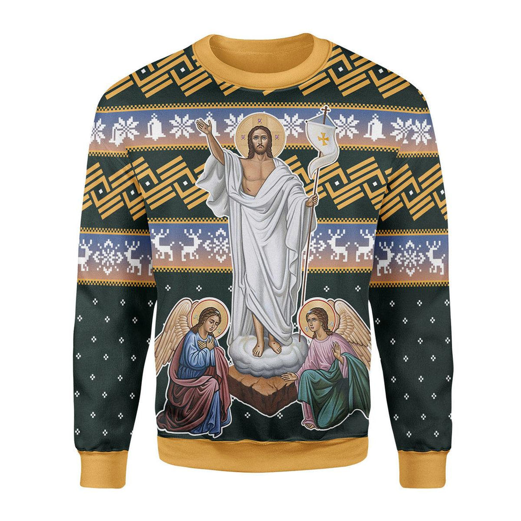 Gearhomie Jesus Christ Victorious Resurrection Christmas Sweater - Gearhomie.com