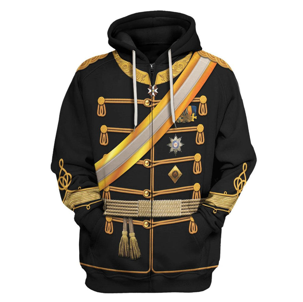 CustomsPig Kaiser Wilhelm I in a Hussar's Uniform German Emperor Costume Hoodie Sweatshirt T-Shirt Tracksuit - CustomsPig.com