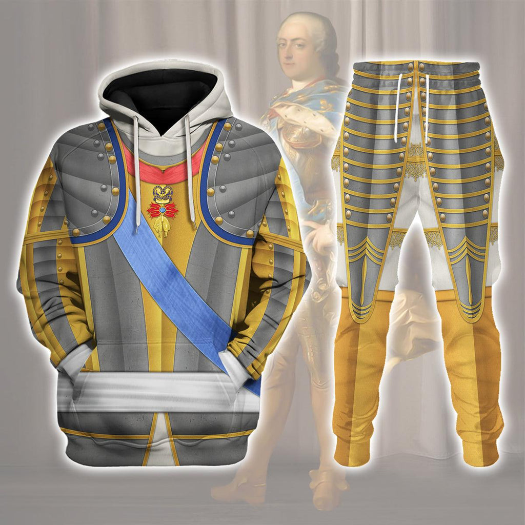 CustomsPig Louis Louis XV of France Armour Costume All Over Print Hoodie Sweatshirt T-Shirt Tracksuit - CustomsPig.com