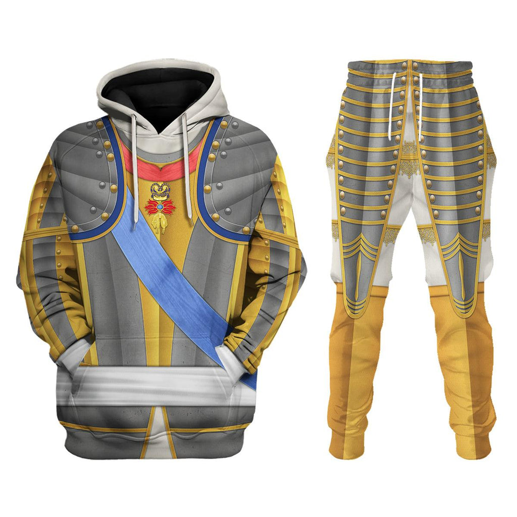 CustomsPig Louis Louis XV of France Armour Costume All Over Print Hoodie Sweatshirt T-Shirt Tracksuit - CustomsPig.com