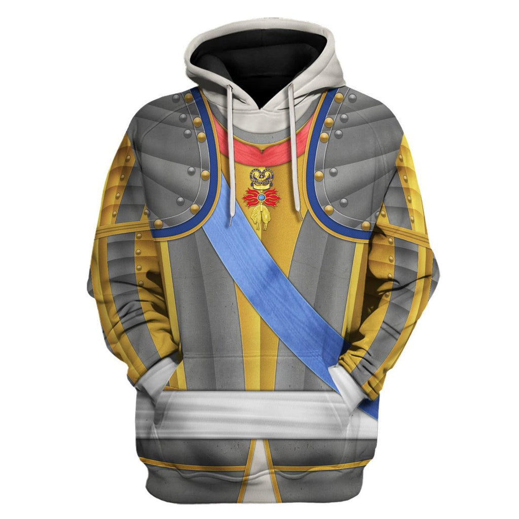 CustomsPig Louis Louis XV of France Armour Costume All Over Print Hoodie Sweatshirt T-Shirt Tracksuit - CustomsPig.com