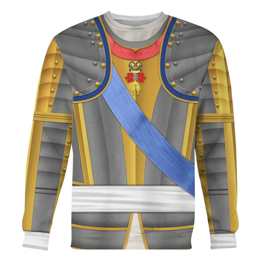 CustomsPig Louis Louis XV of France Armour Costume All Over Print Hoodie Sweatshirt T-Shirt Tracksuit - CustomsPig.com