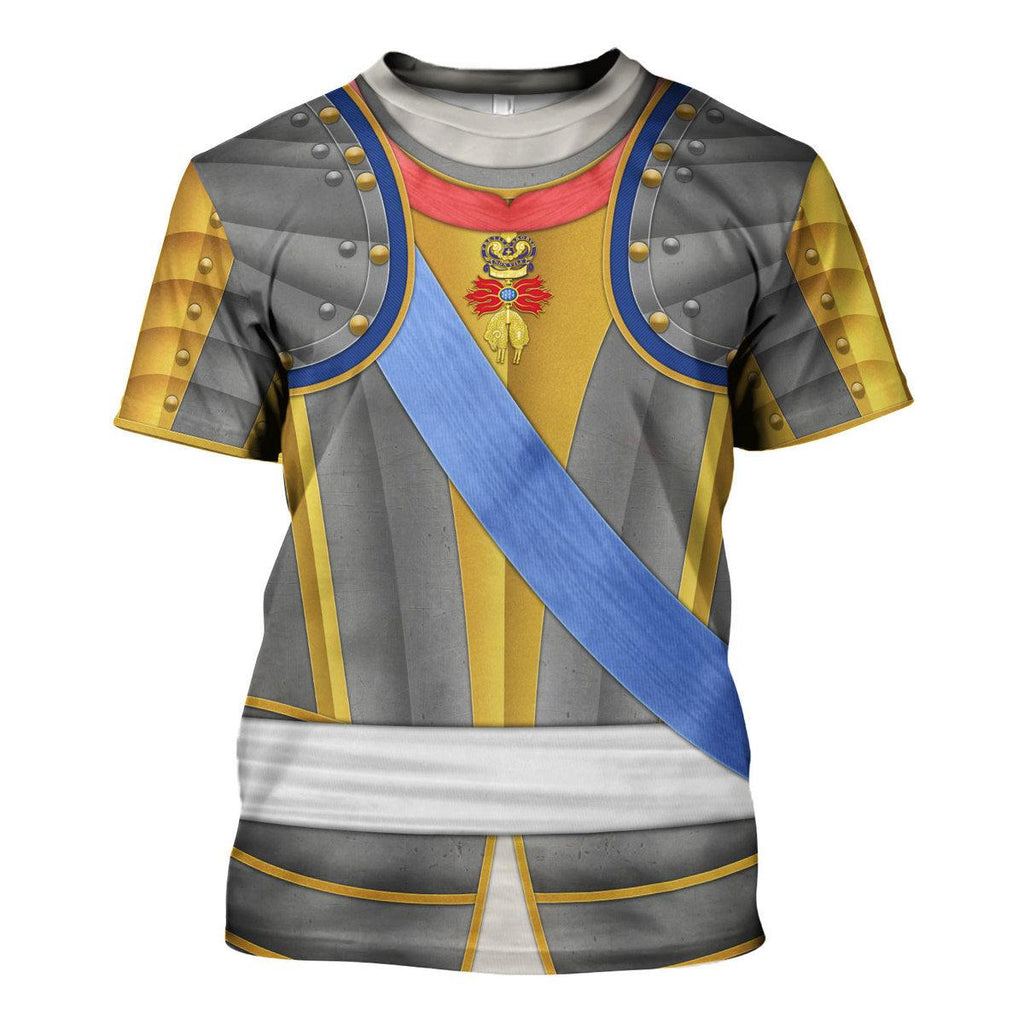 CustomsPig Louis Louis XV of France Armour Costume All Over Print Hoodie Sweatshirt T-Shirt Tracksuit - CustomsPig.com