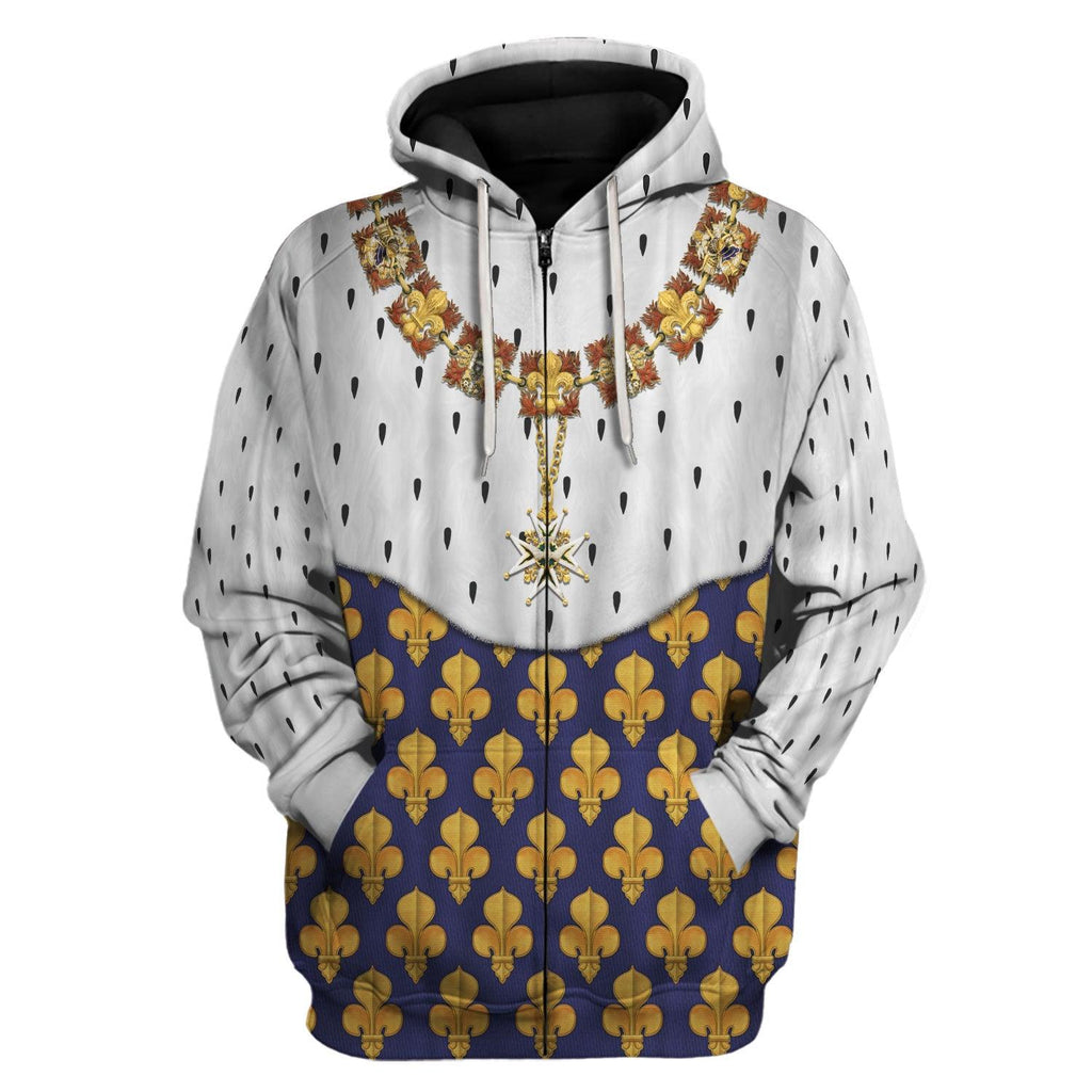 CustomsPig Louis XIII of France in Coronation Robes Costume All Over Print Hoodie Sweatshirt T-Shirt Tracksuit - CustomsPig.com