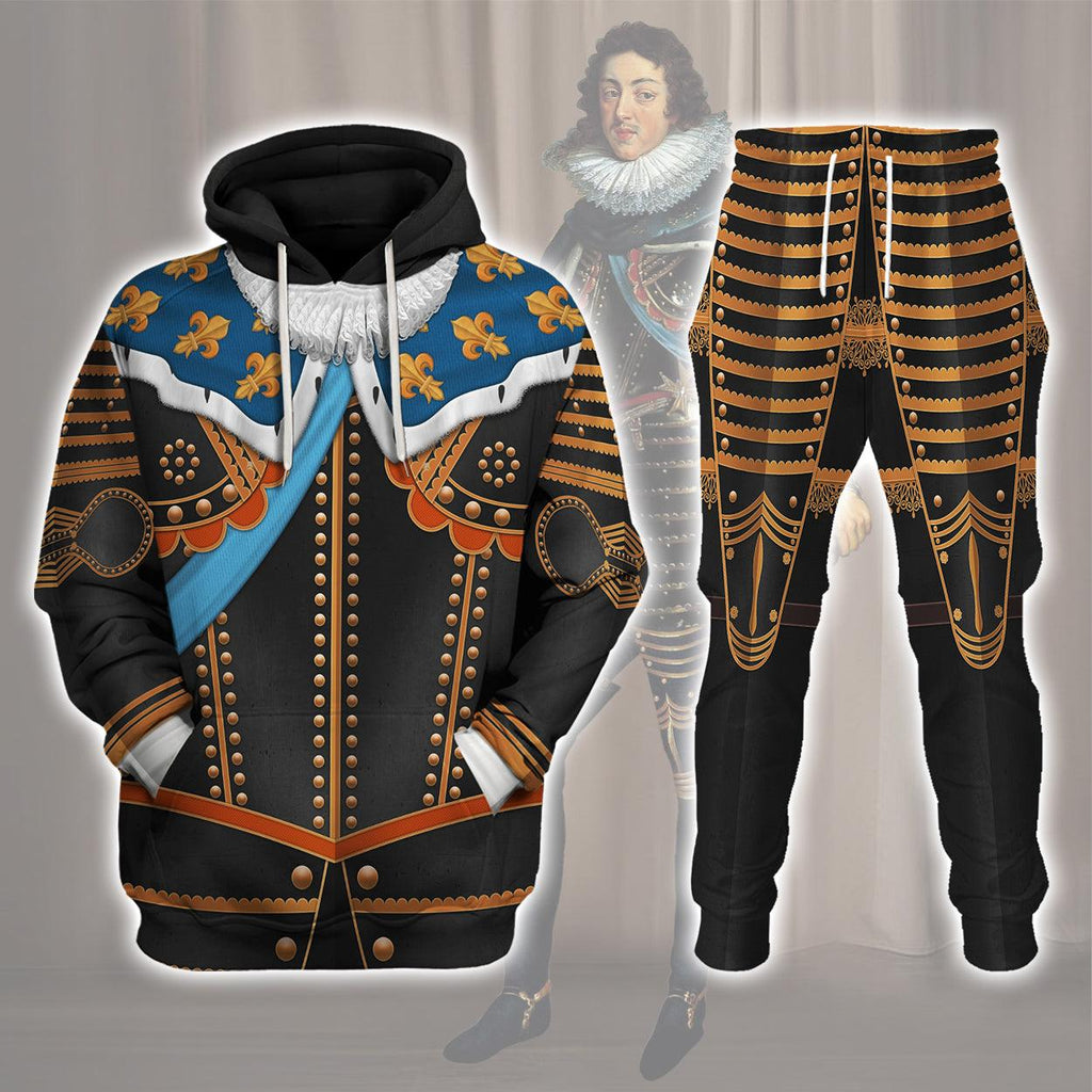 CustomsPig Louis XIII of France Warrior King Costume All Over Print Hoodie Sweatshirt T-Shirt Tracksuit - CustomsPig.com