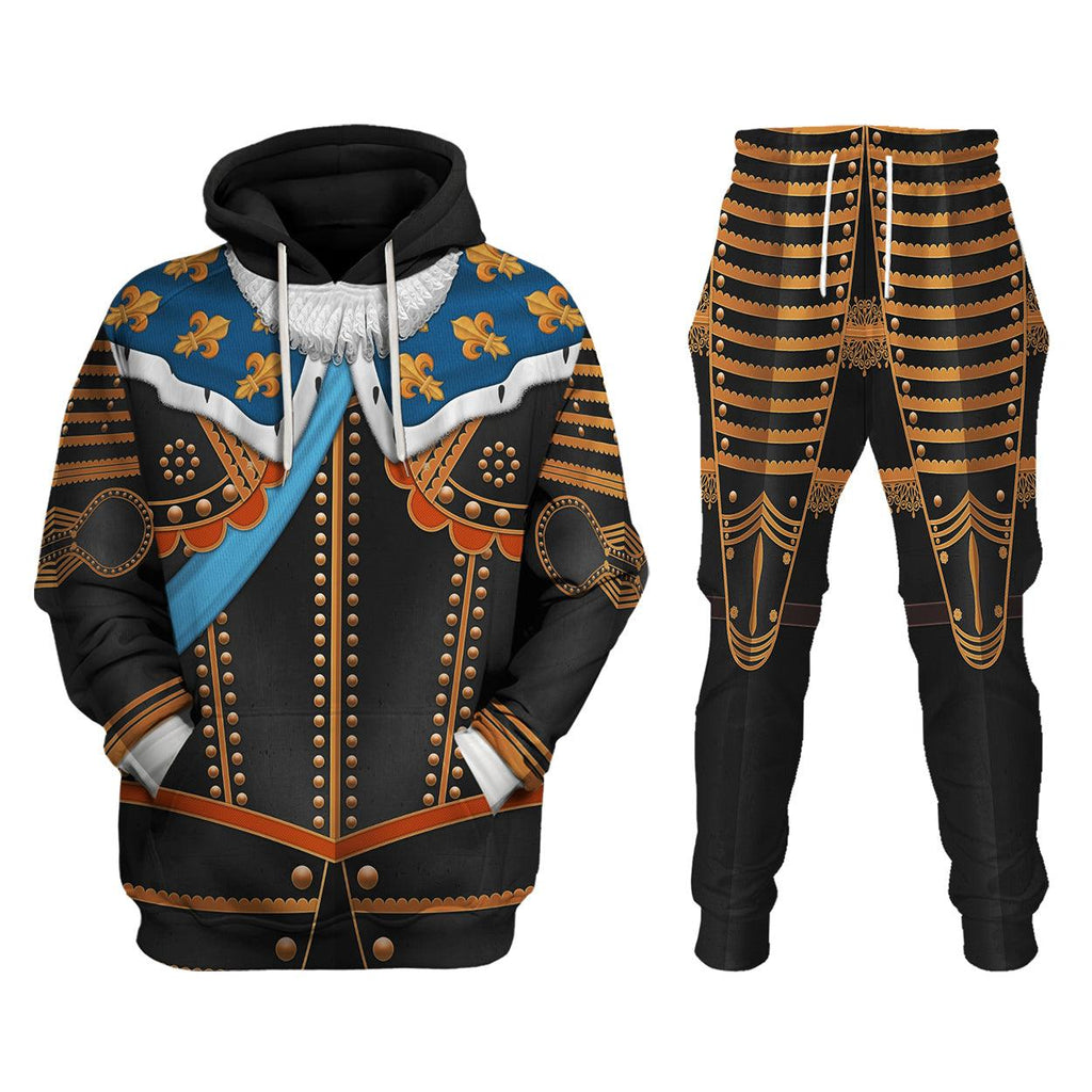 CustomsPig Louis XIII of France Warrior King Costume All Over Print Hoodie Sweatshirt T-Shirt Tracksuit - CustomsPig.com