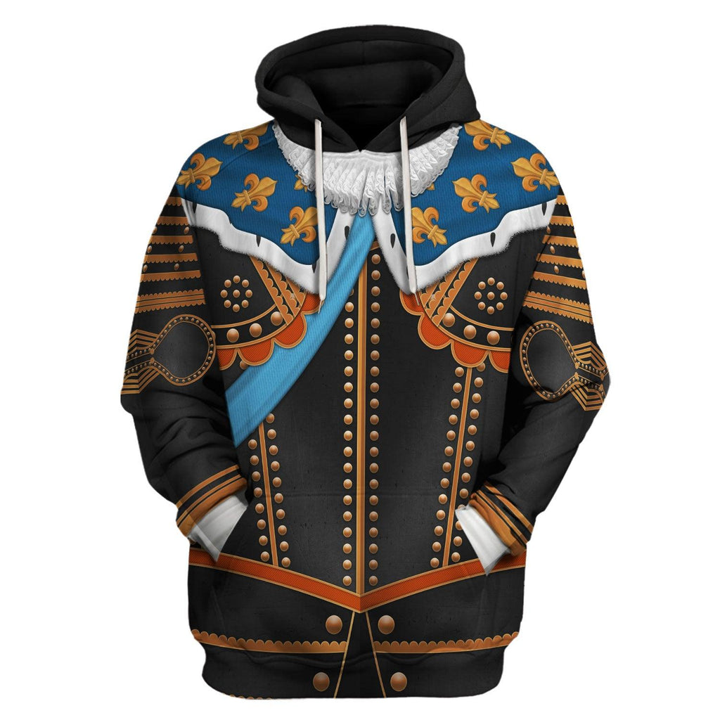 CustomsPig Louis XIII of France Warrior King Costume All Over Print Hoodie Sweatshirt T-Shirt Tracksuit - CustomsPig.com