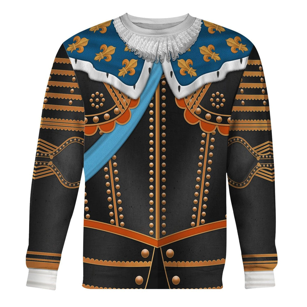 CustomsPig Louis XIII of France Warrior King Costume All Over Print Hoodie Sweatshirt T-Shirt Tracksuit - CustomsPig.com